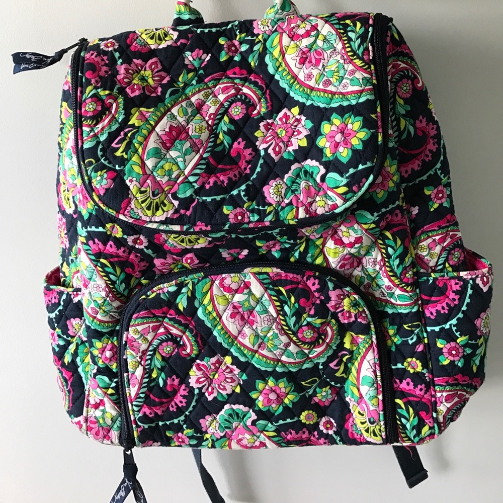 Vera Bradley Floral Paisley Backpack - Black, Pink, Green